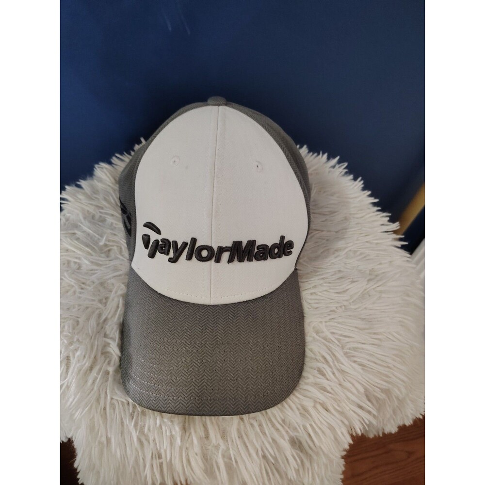 TaylorMade Golf Brand Ball Cap, OSFA, White & Gray Trucker